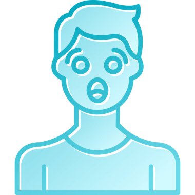 Ağız simgesi olan korkmuş adam, düz stil.