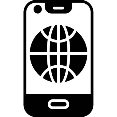 Dünya simgesi, vektör illüstrasyonlu akıllı telefon