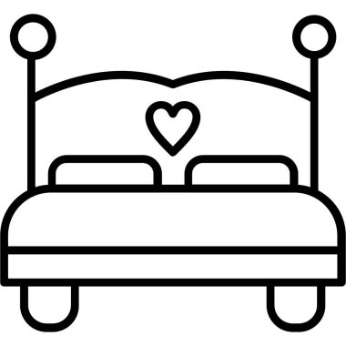 Yatak odası ikonu taslak biçiminde