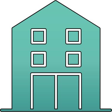 Bina simgesi ve vektör illüstrasyonu beyaz arkaplanda izole edildi