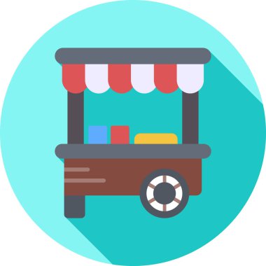 Food Cart web simgesi, vektör illüstrasyonu
