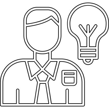 Fikir simgesi olan iş adamı, basit stil