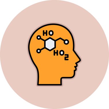 Kafasında kimyasal bir şişe olan beyin.