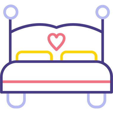 Yatak ikonu. yatak odası yatak odası yatak odası vektör simgesi düz tasarım