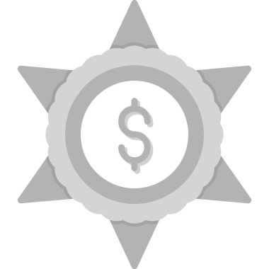 Dolar sembollü gri yıldız rozeti