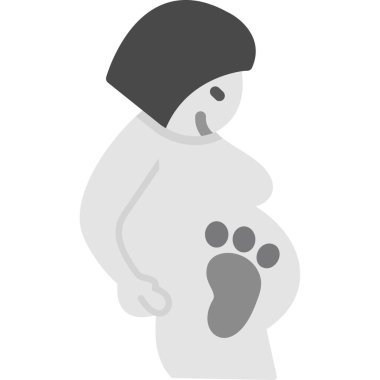 Siyah beyaz giysili hamile kadın.