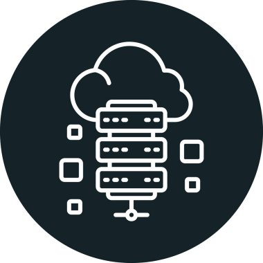 Moda biçimi izole edilmiş arkaplanda bulut veritabanı sunucu simgesi