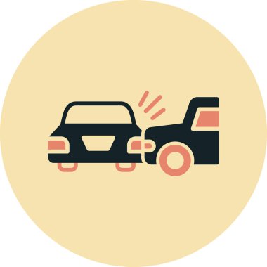 Araba kazasında düz vektör simgesi