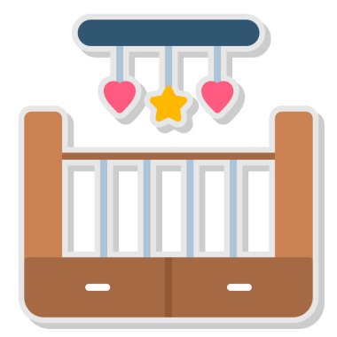 bebek beşiği simgesi, vektör çizimi beyaz arkaplanda izole edildi