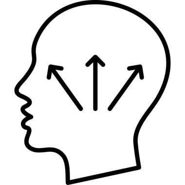 İnsan kafa simgesi ana hat vektörü. Beyin. Beyin zihni