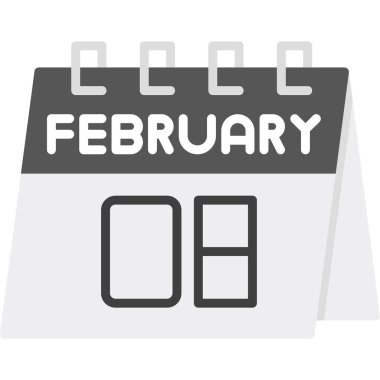 Şubat ayındaki düz simge tasarımı