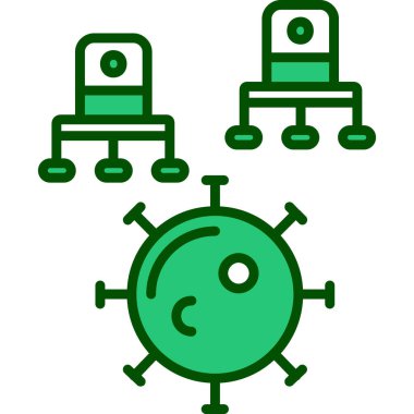 Mikroçip simgesi. Taslak mikroçip vektör rengi düz izole