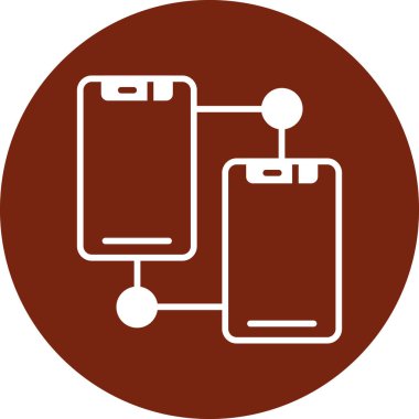 Akıllı telefon vektör simgesi. biçim düz yuvarlak sembol, kahverengi renk, yuvarlak açılar, beyaz arkaplan