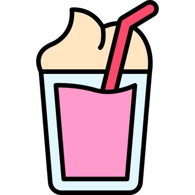 Milkshake simgesi, vektör illüstrasyonu