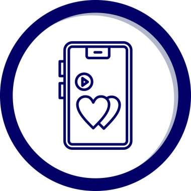 Cep telefonlu bir kalp. Basit bir ikon. vektör illüstrasyonu