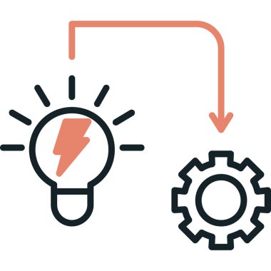 Ampul ve dişli vektör simgesi