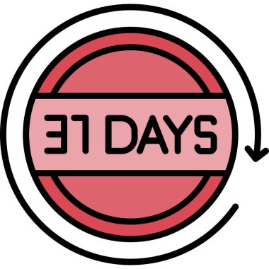 Haftanın günleri. Tasarımda 25 geri sayım simgesi. vektör illüstrasyonu