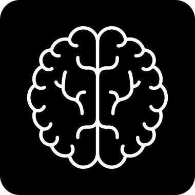 Beyaz arkaplanda beyin simgesi, vektör illüstrasyonu.