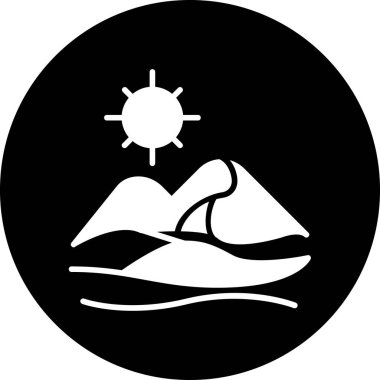 Güneşli siyah beyaz simgenin vektör illüstrasyonu