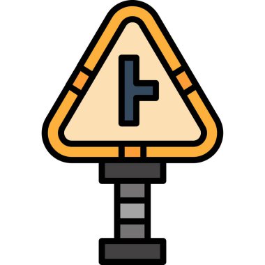 Yol simgesi renk ana hatları vektörü