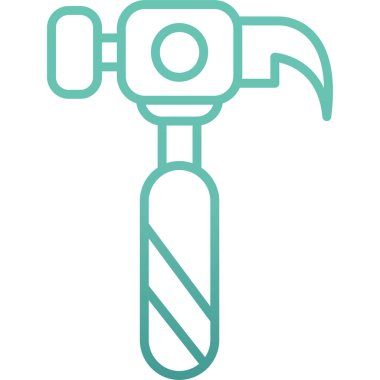 Çekiç simgesi. İnce çizgi biçimi tasarım vektör çizim sembolü