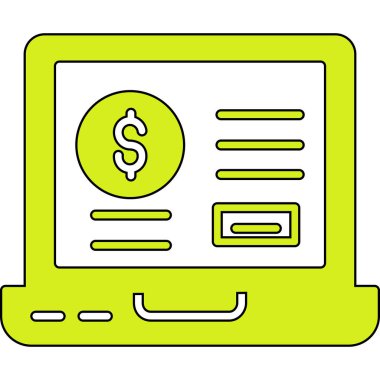 dolar sembollü dizüstü bilgisayar parası, satır biçimi