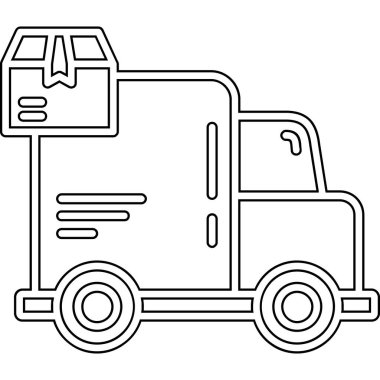 Karton kutu simgesi olan teslimat kamyonu