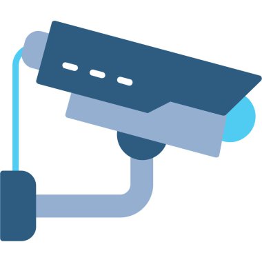 Kamera vektör simgesi. Düz tasarım çizimi arka planda izole edildi. Kapalı devre TV stili.