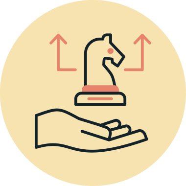 Bir at simgesini tutan el, vektör çizimi