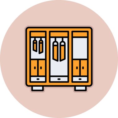 Soyunma odası ikonu. Taslak soyunma odası vektör rengi düz izole