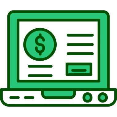 dolar işareti ve dizüstü bilgisayar vektör çizimi tasarımı