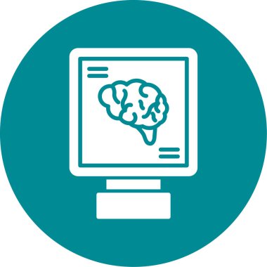 Beyin sembolü vektör illüstrasyon tasarımlı bilgisayar monitörü