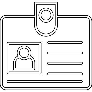 Kimlik kartı simgesi. Web için kimlik kartı vektör simgesinin özet çizimi