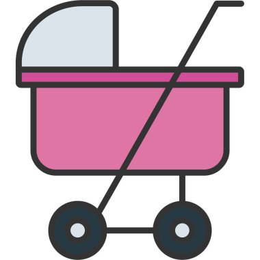 Bebek arabası, illüstrasyon, beyaz arka planda vektör.