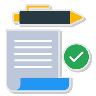 belge simgesi ve vektör illüstrasyonu beyaz arkaplanda izole edildi