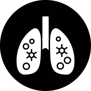 Akciğer vektör simgesi. biçim düz sembol, siyah renk, yuvarlak açılar, beyaz arkaplan.