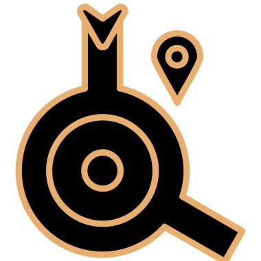 Harita işaretleyici simgesi. Vektör biçimi düz simge, yuvarlak açılar, kahverengi renk.