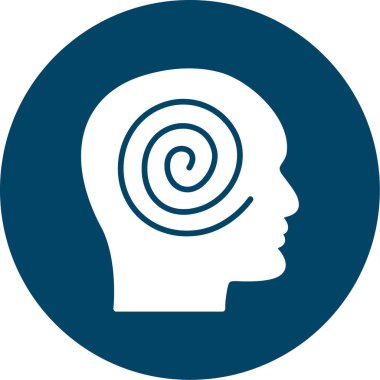 İnsan kafası ve daire simgesi, vektör illüstrasyonu