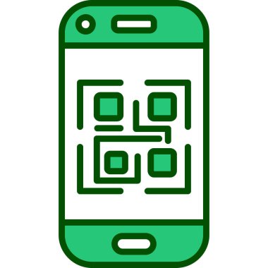 QR kod tarama simgesi renk ana hatları vektörü