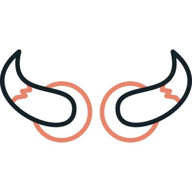 Kırmızı renk vektör simgesinin iki boynuzu.