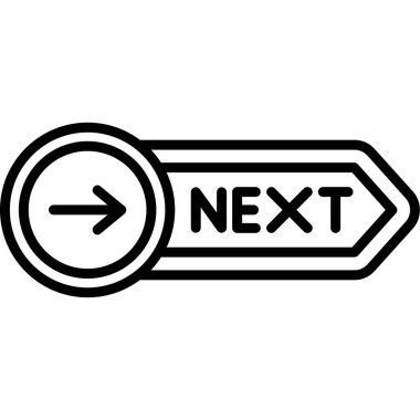 Moda tasarım tarzında bir sonraki ok simgesi. Beyaz arkaplanda izole edilmiş vektör simgesi çizimi. Modern düz sembolde sonraki ok vektör simgesi.