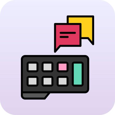 Beyaz arkaplanda izole edilmiş konuşma baloncuğu simgesi ile ana hatlı telefon. Müşteri desteği. Müşteri günü, müşteri çağrı merkezi. vektör.