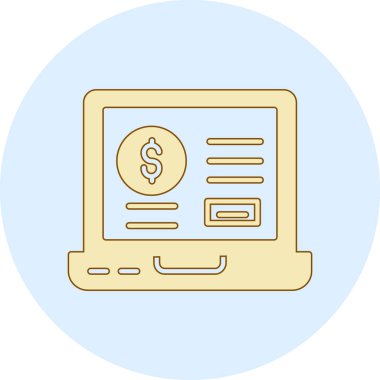 dizüstü bilgisayar ve sikke simgesi