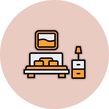 Otelde. Web simgesi basit illüstrasyon