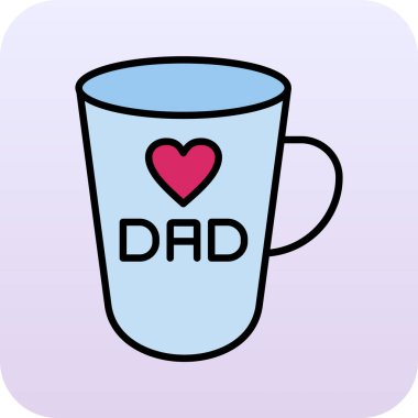 vektör karikatür babasının gündüz bardağı. Beyazda kalp işareti var. Babalar günün kutlu olsun..