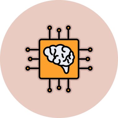 Yapay Zeka simgesi, vektör illüstrasyonu