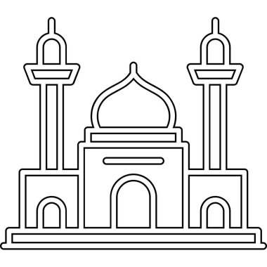 cami inşa çizgisi simgesi, konsept illüstrasyon, taslak sembol, vektör işareti, doğrusal sembol.