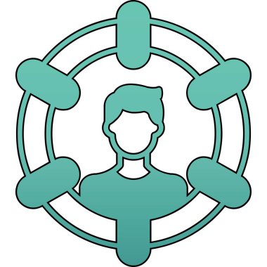 Yuvarlak bir ikonu olan eşsiz bir erkek ve kadın.