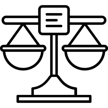 Adalet dengesi ikonu. Beyaz arkaplanda izole edilmiş web tasarımı için özet yargıç vektör simgesi