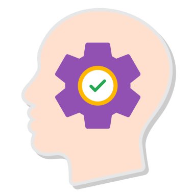 kafa ve dişli simgesi. Web için başlık dişli vektör simgelerinin düz çizimi